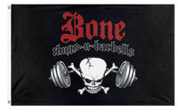 A mockup of the custom flag 'Bone thugs-n-barbells flag' on a white background