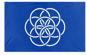 A mockup of the custom flag 'Earth flag' on a white background