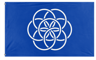 A mockup of the custom flag 'Earth flag' on a white background
