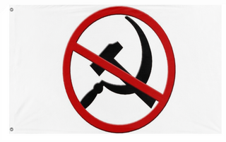 A mockup of the custom flag 'anti communism flag' on a white background