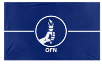 A mockup of the custom flag 'OFN Flag' on a white background