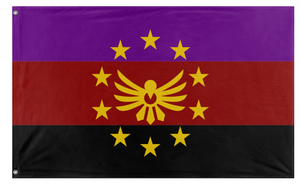 A mockup of the custom flag 'RENEWPROJECT flag' on a white background