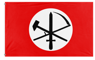 A mockup of the custom flag 'Nazbol flag' on a white background