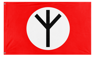 A mockup of the custom flag 'Algiz flag' on a white background