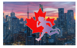 A mockup of the custom flag 'UmaCanada flag' on a white background