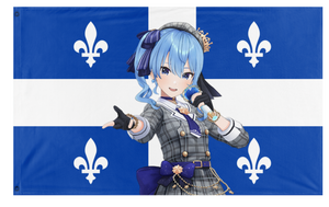 A mockup of the custom flag 'QuebecSuisei flag' on a white background