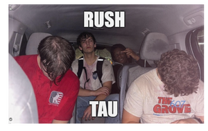 A mockup of the custom flag 'rush tau flag' on a white background