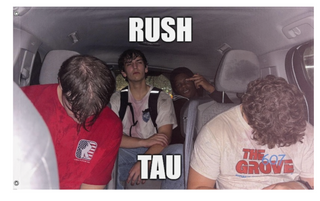 A mockup of the custom flag 'rush tau flag' on a white background