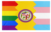 A mockup of the custom flag 'LA pride flag' on a white background