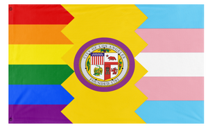 A mockup of the custom flag 'LA pride flag' on a white background