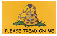 A mockup of the custom flag 'Please Tread On Me flag' on a white background