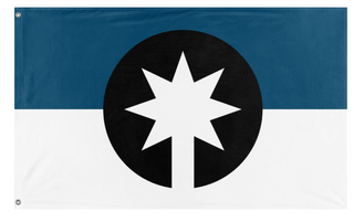 A mockup of the custom flag 'Centauran flag' on a white background