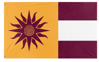 A mockup of the custom flag 'Grusan flag' on a white background