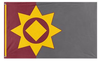 A mockup of the custom flag 'Grusan flag' on a white background