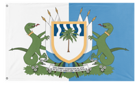 A mockup of the custom flag 'Lacerta flag' on a white background