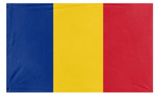 A mockup of the custom flag 'Romania flag' on a white background