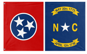A mockup of the custom flag 'Tennessee - North Carolina Heritage flag' on a white background