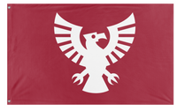 A mockup of the custom flag 'howk flag' on a white background