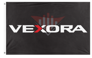A mockup of the custom flag 'vexora flag' on a white background