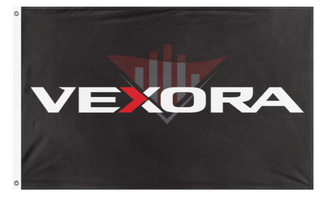 A mockup of the custom flag 'vexora flag' on a white background