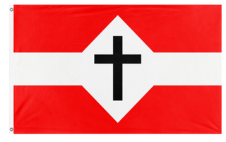 A mockup of the custom flag 'Hero Flag' on a white background