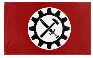 A mockup of the custom flag 'Strasser flag' on a white background