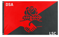 A mockup of the custom flag 'American Democratic Socialist Althistory flag' on a white background