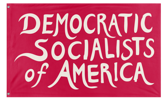 A mockup of the custom flag 'Democratic Socialists of America flag' on a white background