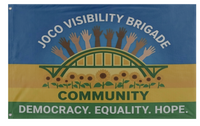 A mockup of the custom flag 'JoCoVBLogo flag' on a white background