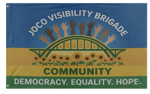 A mockup of the custom flag 'JoCoVBLogo flag' on a white background