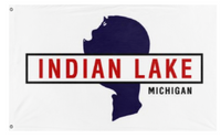 A mockup of the custom flag 'Indian Lake flag' on a white background