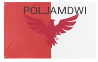 A mockup of the custom flag 'Town Of PolJamdwi flag' on a white background