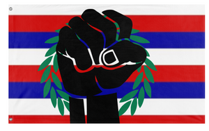 A mockup of the custom flag 'Hawaiian Independence flag' on a white background