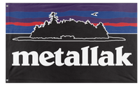 A mockup of the custom flag 'Metallak Island flag' on a white background