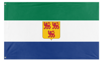 A mockup of the custom flag 'Falxburg Federation flag' on a white background
