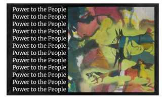 A mockup of the custom flag 'Power to the People flag' on a white background
