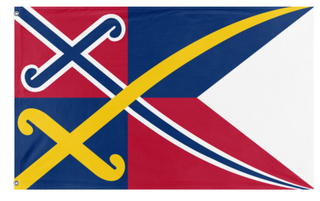 A mockup of the custom flag 'Another Alternative for the Swedish Norwegian Union flag' on a white background