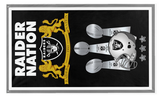 A mockup of the custom flag 'Raider Nation flag' on a white background