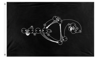 A mockup of the custom flag 'numogram flag' on a white background