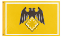 A mockup of the custom flag 'Teutonnia Eagle flag' on a white background