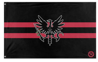 A mockup of the custom flag 'National Syndicalist Union flag' on a white background