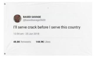 A mockup of the custom flag 'I serve my country flag' on a white background