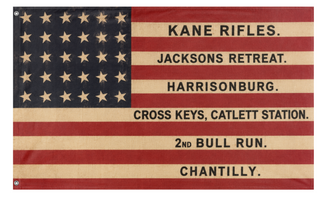 A mockup of the custom flag 'kanes rifles flag' on a white background