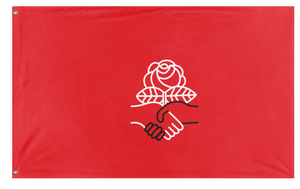 A mockup of the custom flag 'DEMOCRATIC SOCIALISTS OF AMERICA flag' on a white background