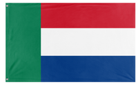 A mockup of the custom flag 'Transvaal Vierkleur flag' on a white background