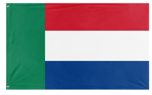 A mockup of the custom flag 'Transvaal Vierkleur flag' on a white background