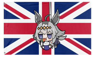 A mockup of the custom flag 'union_oguri_fat flag' on a white background