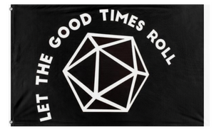A mockup of the custom flag 'Roll flag' on a white background