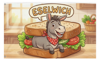 A mockup of the custom flag 'Eselwich flag' on a white background