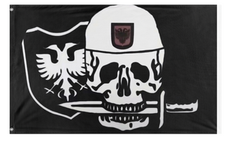 A mockup of the custom flag 'Alb flag' on a white background